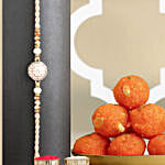 Rosy American Diamond Rakhi N Motichoor Laddoo