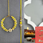 Sunkissed Stone Work Lumba Pearl Rakhi N Sweets Combo