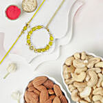 Sunkissed Stone Work Lumba Pearl Rakhi With Almonds and Cashew