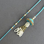 Tranquil Teal Jhumar Bhaiya Bhabhi Pearl Rakhi Set