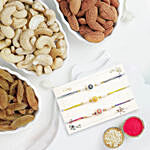 Floral Heritage Round Rakhi Set of 3 With Almonds and Cashew