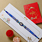 Galactic Blue Protector Evil Eye Rakhi With Almonds and Cashew