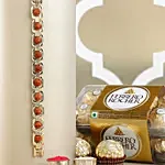 Glamorous Gold Embellished Rudraksh Rakhi N Ferrero Delights