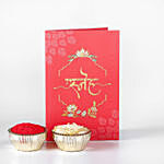 Glamorous Gold Embellished Rudraksh Rakhi N Milk Chocolates