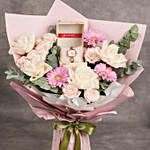 Titan Raga Delight Pink Dial Analog Watch for her - Paired with a Multicolor Flower Bouquet