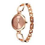 Titan Raga Rose Gold Dial Watch for Her Elegant Gift in a Glass Vase With Flowers