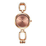 Titan Raga Rose Gold Dial Watch for Her Elegant Gift in a Glass Vase With Flowers