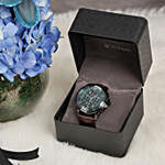 Titan Blue Dial Strap watch for men with exquisite floweral arrangment