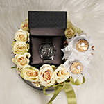 Titan Quartz Analog Watch for Men Exquisitely Gift Boxed With White Rose N Chocolate