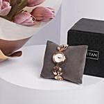 Titan Raga Aurora Pink Dial Women Watch Perfect Gift For Her In A basket