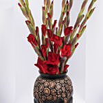 Red Gladiolus Beauty In A Vase