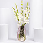 White Gladiolus In Premium Vase