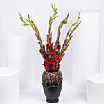 Red Gladiolus Beauty In A Vase