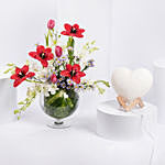 Flower Garden With Heart Shape Lamp