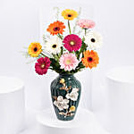 Mixed Color Gerbera In Premium Vase