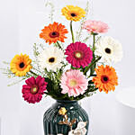 Mixed Color Gerbera In Premium Vase