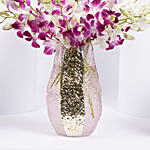 Pink And White Orchids In A Premium Vase