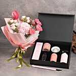 Wallace & CO Rose Geranium Gift Set with flower bouquet