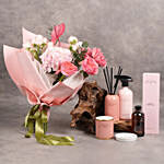 Wallace & CO Rose Geranium Gift Set with flower bouquet