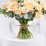 Peach Roses Table Centerpiece Flowers