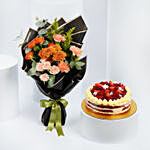 Red Velvet Cake with Fresh Fruit n Flowers