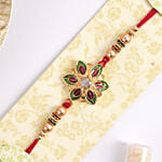 Green N Red Flower Shape Rakhi