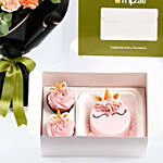 Bento Cake n Cupcakes With Flowers