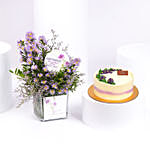 September Birthday Wishes Aster Flowers and Cake