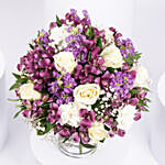 Exotic Purple White Flowers Vase