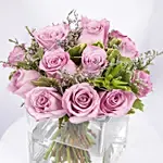 Vase Of Royal Purple Roses