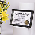 Happy Retirement Lilies in Premium Vase With Personalised Name Frame