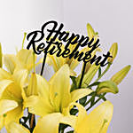 Happy Retirement Lilies in Premium Vase With Personalised Name Frame