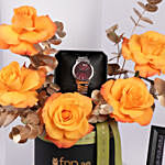 Retirement Gift Watch with Flowers n Personalised Name Frame