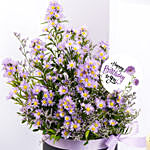 September Birthday Wishes Aster Flower and Cake