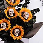 Sunflowers And Skull Vase Arrangement