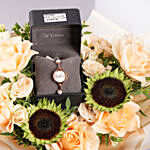 Titan Raga Watch fro her Rose Gold with Flowers