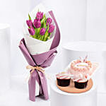 Purple Tulips and Bento Cake Combo