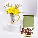 Yellow Chrysanthemum Flower Birthday Mug N Chocolate