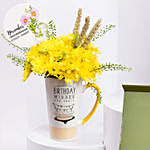 Yellow Chrysanthemum Flower Birthday Mug N Chocolate