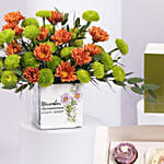 Chrysanthemum Birthday Flowers Vase With Bento Cake