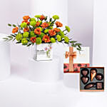 Chrysanthemum Birthday Flowers Vase With Chocolate