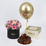 Elegant Flower Arrangement And Cake And Balloon Combo