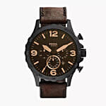 Fossil Brown Leather Watch Gift Box For Him