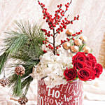 Ho Ho Ho Christmas Flowers And Rochers Box