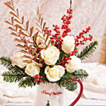 Merry Christmas Flowers Ceramic Vase