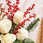 Merry Christmas Flowers Ceramic Vase