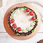 Snowy Mushroom Yule Log Cake