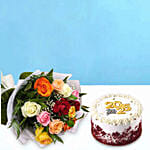 Mixed Color Roses  n New Year Cake