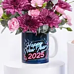 New Year Flowers Mug And Mono Cake