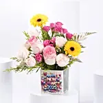 Colorful New Year Flowers Vase